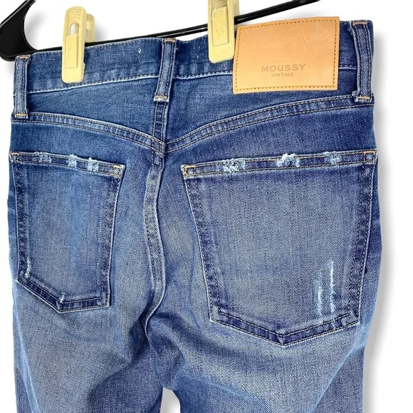 MOUSSY Tyrone skinny vintage medium wash raw hem jeans